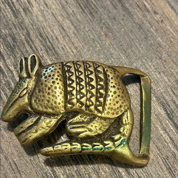 Vintage 1970’s Solid Brass Armadillo Belt Buckle -